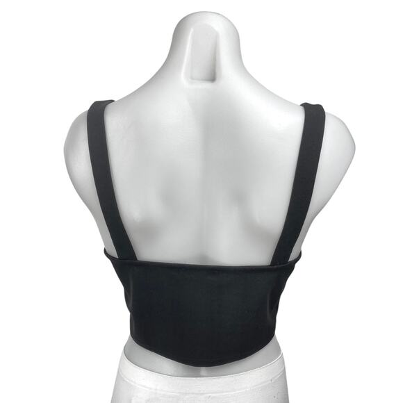 Lulus Black Floral Lace Sleeveless Corset Bustier Cami Camisole Tank Crop Top M - Picture 2 of 4